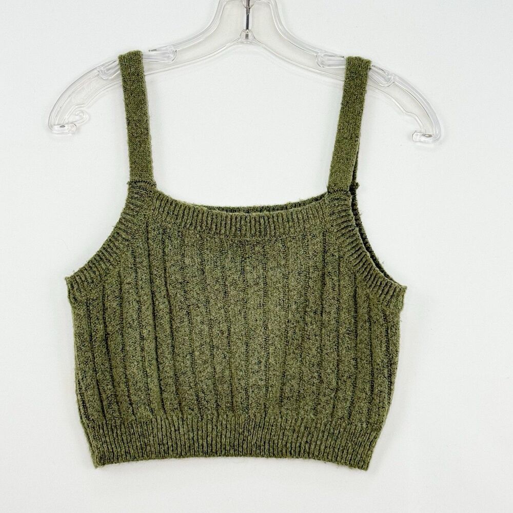 Wild Fable Ribbed Green Cropped Sweater Tank Top Blouse Small Boho Women’s